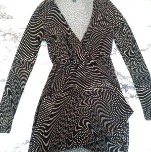 Black and Cream Wrap Dress